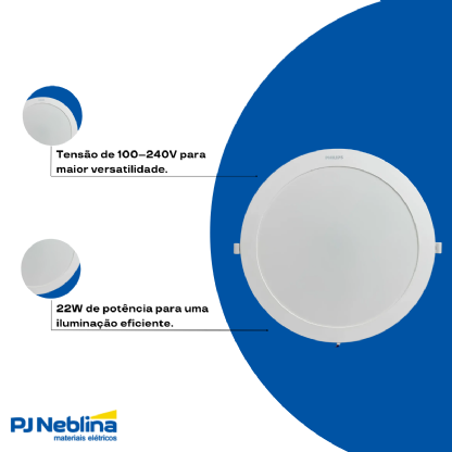 Luminária Plafon Led Embutir Red Branco 22W 100-240V 4000K Branco Neutro 2000Lm Dif - Philips
