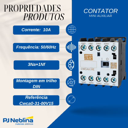 Contator Mini Auxiliar 10A 95-110V 3Na+1Nf 50/60Hz - Weg