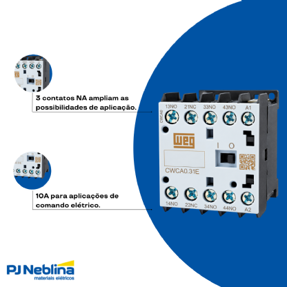 Contator Mini Auxiliar 10A 95-110V 3Na+1Nf 50/60Hz - Weg