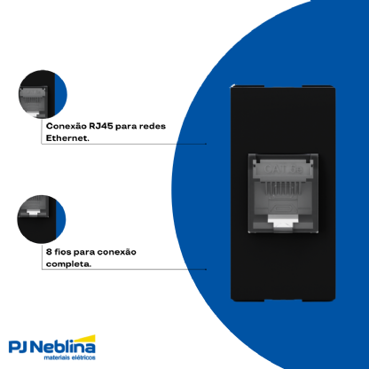 Módulo Tomada Rede Rj45 Cat5E (8 Fios) 1 Mod Preto Origen - Abb