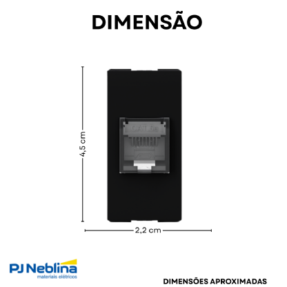 Módulo Tomada Rede Rj45 Cat5E (8 Fios) 1 Mod Preto Origen - Abb