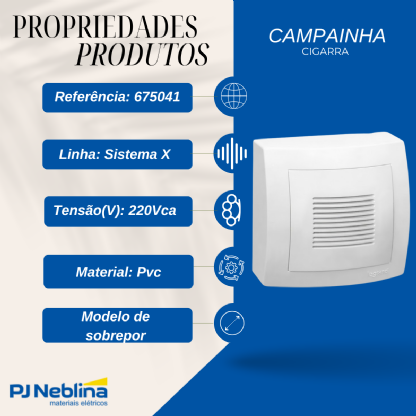 Campainha Cigarra 220Vca Sistema X - Pial