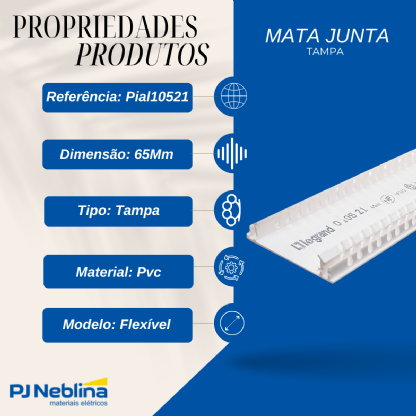 Mata Junta Tampa Flexível Canaleta Dlp 65Mm Pvc Branco - Pial