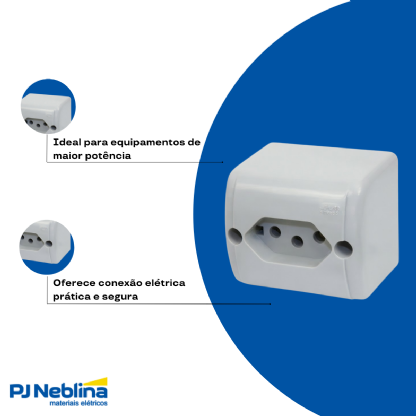 Tomada Sobrepor 2P+T Retangular 20A 250V Branco Borne Parafuso - Pial