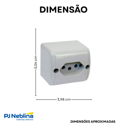 Tomada Sobrepor 2P+T Retangular 20A 250V Branco Borne Parafuso - Pial