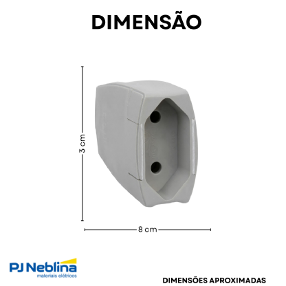 Plug Femea 2P 20A 250V Cinza Axial C/Prensa Cabo - Pial