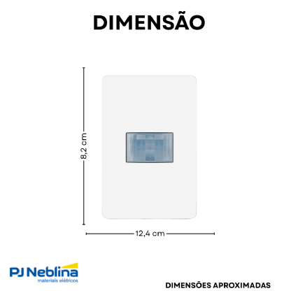 Sensor Presença C/Fotocélula Embutir Parede Bivolt Alcance 8M Branco Placa 4X2 - Pial