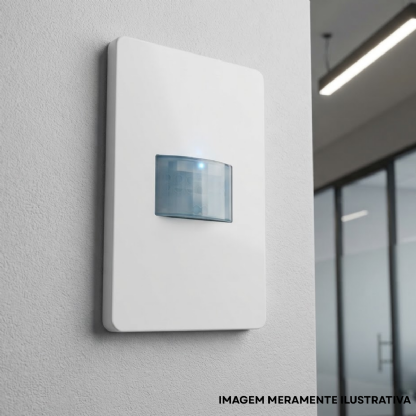 Sensor Presença C/Fotocélula Embutir Parede Bivolt Alcance 8M Branco Placa 4X2 - Pial
