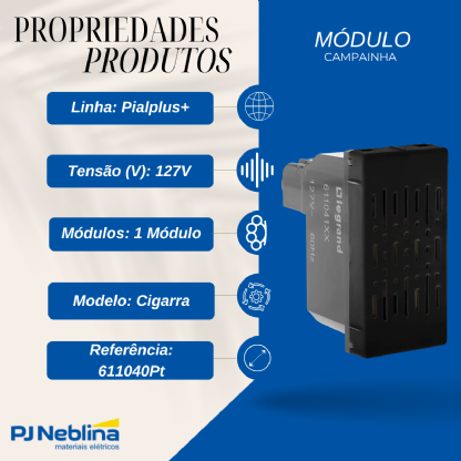 Módulo Campainha Cigarra 1 Mod 127V Preto Pialplus+ - Pial