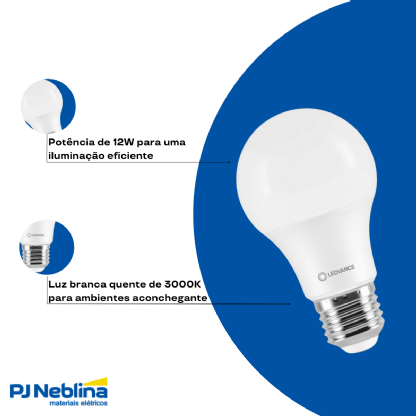Lâmpada Led Bulbo A60 12W Bivolt E27 3000K Branco Quente Luz Amarela 1018Lm - Osram/Ledvance