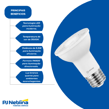 Lâmpada Led Par20 5,5W Bivolt E27 3000K Branco Quente Luz Amarela 525Lm 40G - Osram/Ledvance