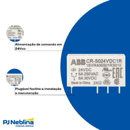 Relé Interface Mini Plugável 6A 24Vcc 1Rev (Spdt) - Abb