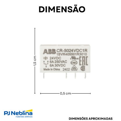 Relé Interface Mini Plugável 6A 24Vcc 1Rev (Spdt) - Abb
