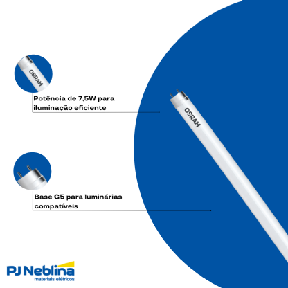 Lâmpada LED Tubo T5 7,5W 3000K Luz Amarela G5 Bivolt 563mm 900lm - Osram/Ledvance