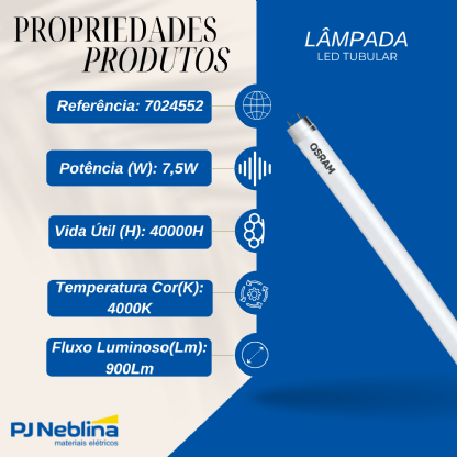 Lâmpada Tubular LED T5 7,5W 4000K Branco Neutro G5 Bivolt - Osram/Ledvance