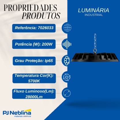 Luminária Industrial Highbay LED 200W 28000lm Pendente Bivolt - Osram/Ledvance