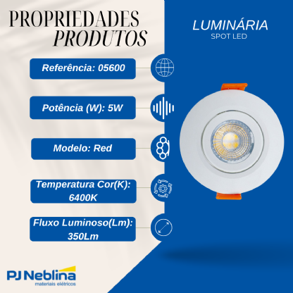 : Spot LED Embutir Redondo 5W Bivolt Branco Frio 6400K -  Ourolux