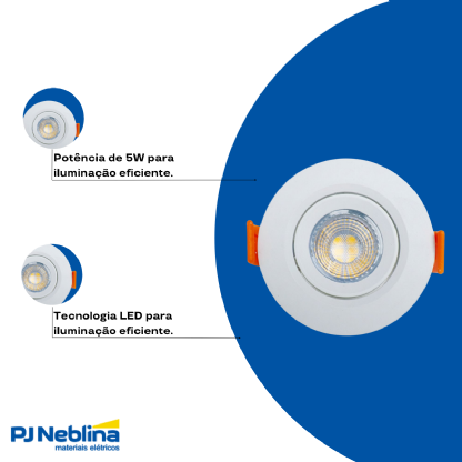 : Spot LED Embutir Redondo 5W Bivolt Branco Frio 6400K -  Ourolux
