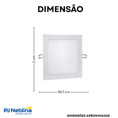 Plafon LED Quadrado Embutir 36W 4000K Bivolt Branco Neutro - Ourolux