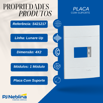 Placa Espelho 4x2 1 Módulo Lunare Up Schneider Branco Fosco - Schneider