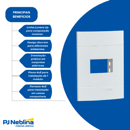 Placa Espelho 4x2 1 Módulo Lunare Up Schneider Branco Fosco - Schneider
