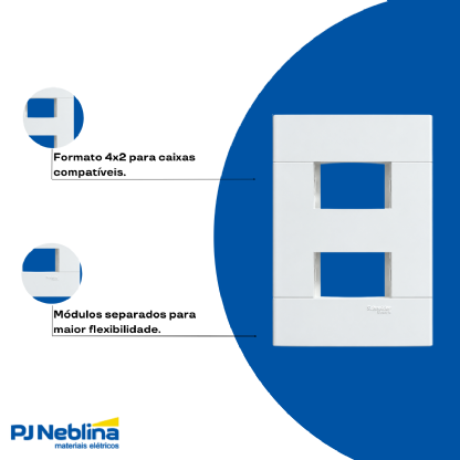 Placa 4x2 2 Módulos Separados Branco Fosco Lunare Up - Schneider