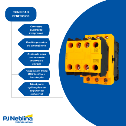 Contator de Segurança CWBS12 12A Tripolar 24Vcc 2NA 2NF - WEG