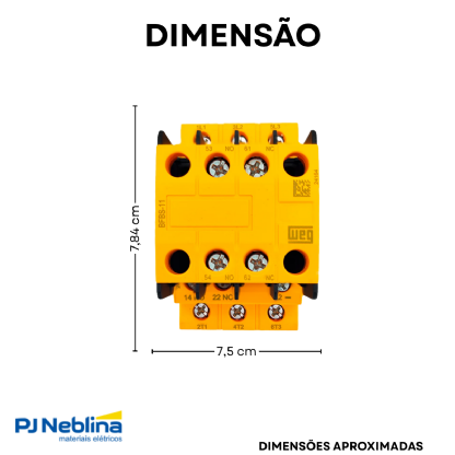 Contator de Segurança CWBS12 12A Tripolar 24Vcc 2NA 2NF - WEG
