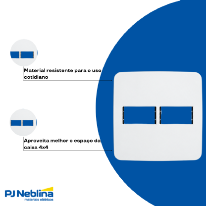 Placa Acabamento 4x4 2 Postos Horizontal Branco Origen - ABB