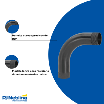 Curva Eletroduto 90° 2 Polegadas PVC Preto - Amanco