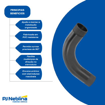 Curva Eletroduto 90° 2 Polegadas PVC Preto - Amanco