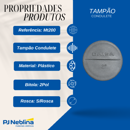 Tampão Condulete 2 Pol PVC Cinza Sem Rosca - Daisa
