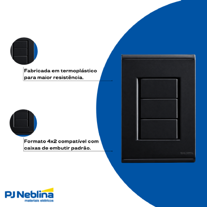 Placa Acabamento 4X2 Cega Grafite Liz - Tramontina