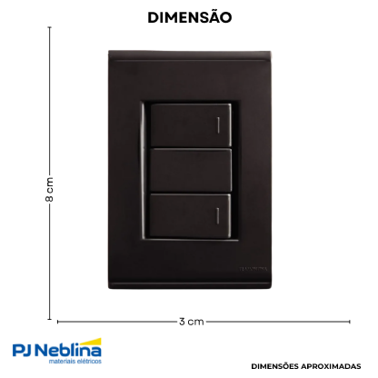 Conjunto 2 Interruptor Simples 10A 250V C/Placa 4X2 Grafite Liz - Tramontina