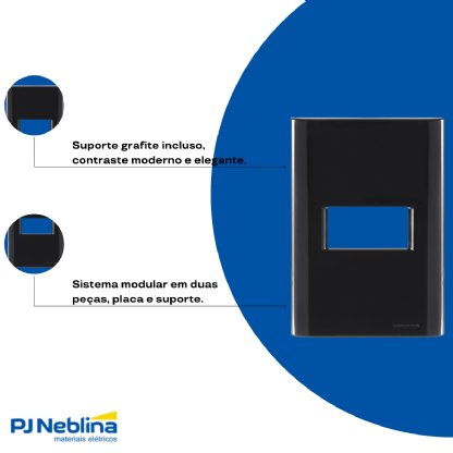 Placa Acabamento 4X2 1 Posto Horizontal Grafite C/Suporte Giz - Tramontina