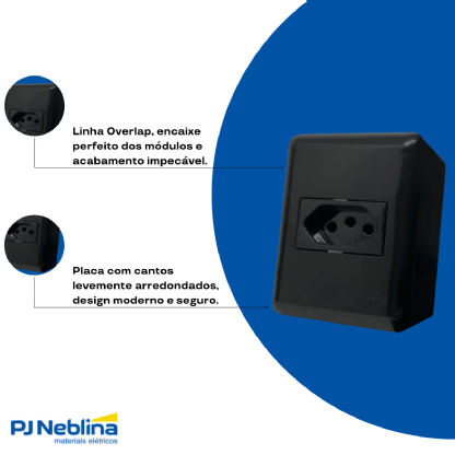 Conjunto 1 Tom 2P+T 20A 250V Preto 88X70Mm Overlap - Building