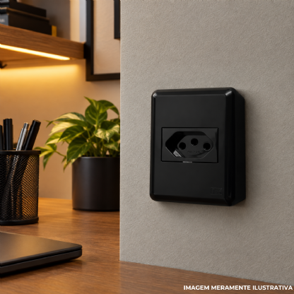 Conjunto 1 Tom 2P+T 20A 250V Preto 88X70Mm Overlap - Building