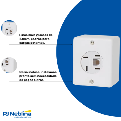 Conjunto 1 Tom Telefone (Telebras) 4 Pinos + Rj11 (2 Fios) Branco 3X3 - Transmobil