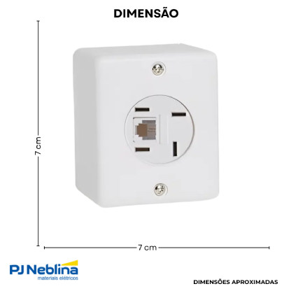 Conjunto 1 Tom Telefone (Telebras) 4 Pinos + Rj11 (2 Fios) Branco 3X3 - Transmobil