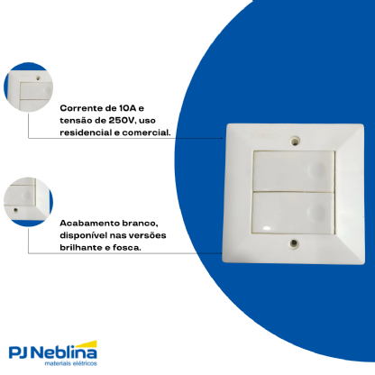 Conjunto 2 Interruptor Simples 10A 250V Bc 3X3 Sistema X - Transmobil