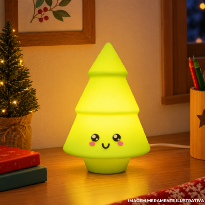 Luminária Mesa Led Sobrepor Arvore De Natal Kawaii Vd P/Lâmpada Bolinha 5W Bivolt C/Cabo 1,80M - Usare
