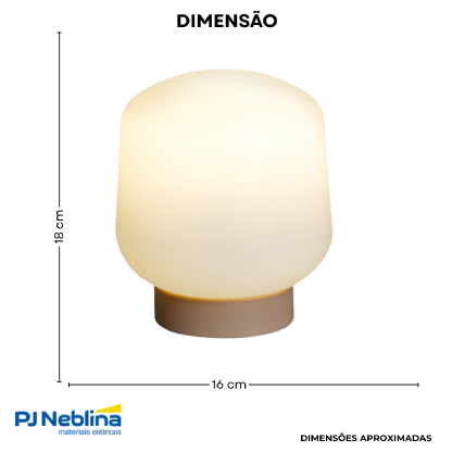 Luminária Abajur Led Sobrepor Tokio P/Lâmpada Bolinha 5W Bivolt C/Cabo 1,80M - Usare
