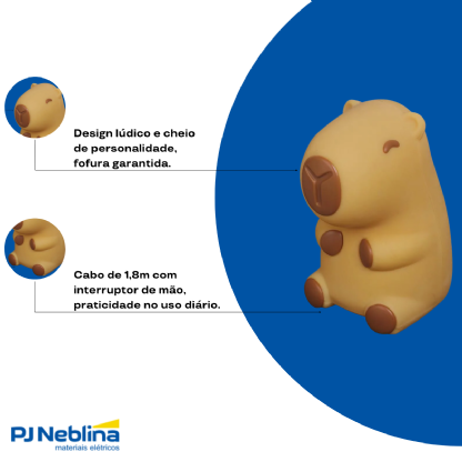 Luminária Mesa Led Sobrepor Capivara Baby P/Lâmpada Bolinha 5W Bivolt C/Cabo 1,80 m - Usare
