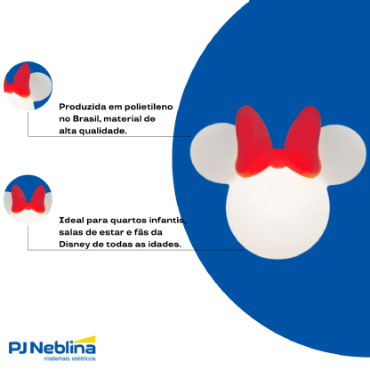 Luminária Mesa Led Sobrepor Minnie Clean Bc P/Lâmpada Bolinha 5W Bivolt C/Cabo 1,80M - Usare