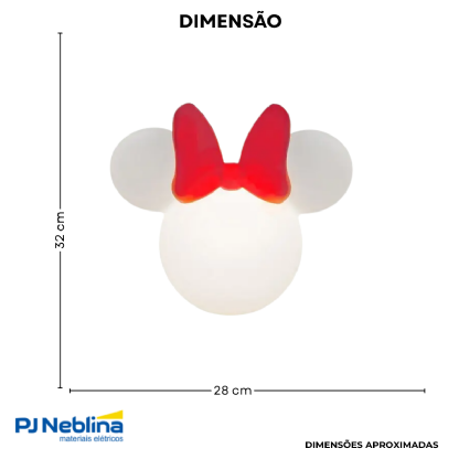 Luminária Mesa Led Sobrepor Minnie Clean Bc P/Lâmpada Bolinha 5W Bivolt C/Cabo 1,80M - Usare
