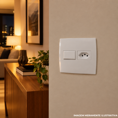 Placa Acabamento 4X4 2 Postos Branco C/Suporte Home - Building
