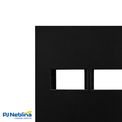 Placa Acabamento 4X4 2 Postos Horizontal Black Satin C/Suporte Recta - Blux