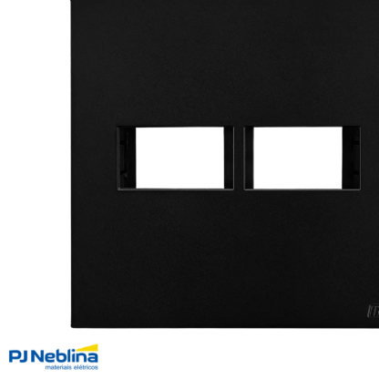 Placa Acabamento 4X4 2 Postos Horizontal Black Satin C/Suporte Recta - Blux
