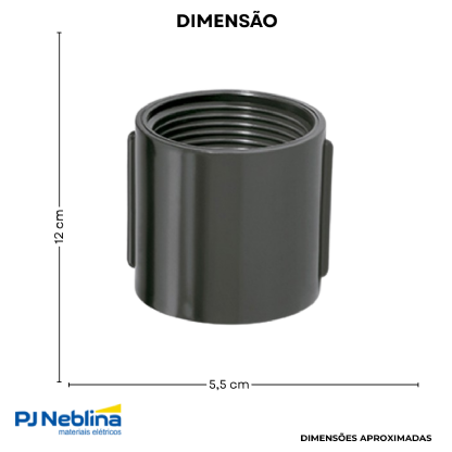 Luva Eletroduto Roscável 1.1/2 Pvc Preto - Código Fabricante: 11715 - Amanco