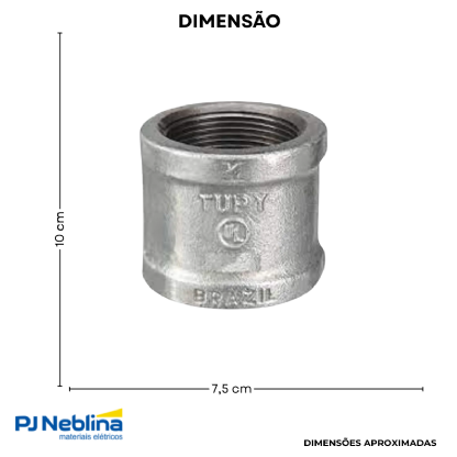 Luva Eletroduto Roscável 3Pol Bsp Aço Carbono Galv Fogo Nbr 5598 - Eletroduto/Est